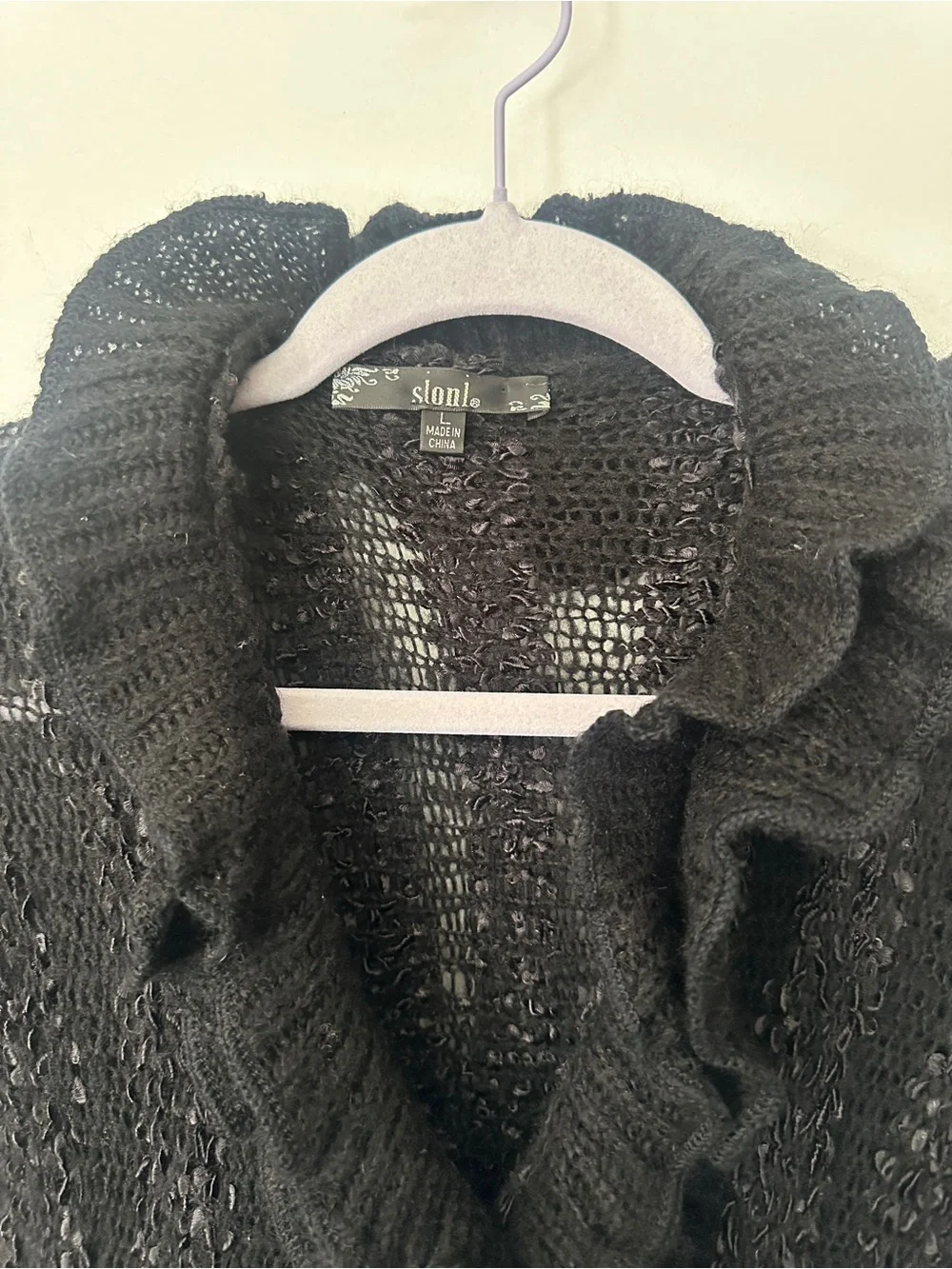 Black Ruffled Knit Cardigan - Picture 5 of 8